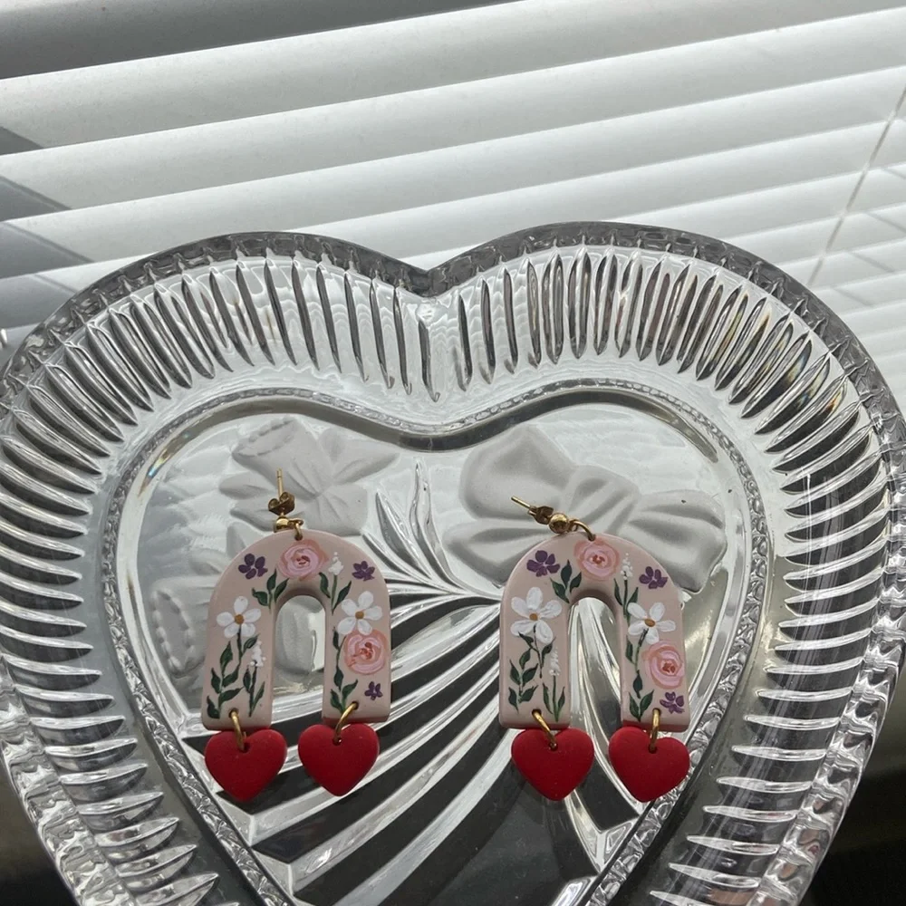 Rainbow | Polymer Clay Earrings + Boho Clay Earrings + Romantic Clay Earrings - Picture 2 of 3